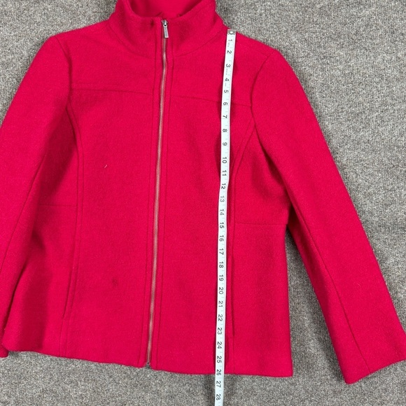 Lands End Fuchsia Pink Full Zip Wool Blend Jacket Women’s 12P Stand Collar Coat - Picture 11 of 14